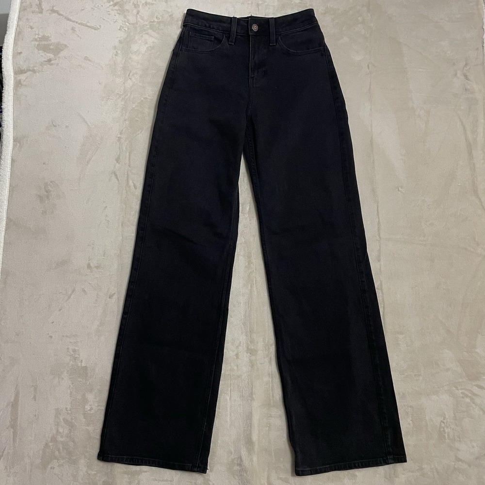 Hollister Jeans Women Size 00R 23x31 High Rise Vintage Baggy Black Denim Stretch